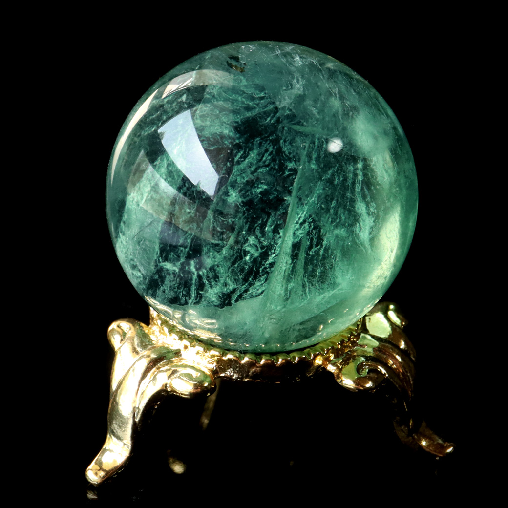 グリーン フローライト AAA 丸玉 直径 スフィア 台座 蛍石 天然石 1点もの パワーストーン Fluorite
