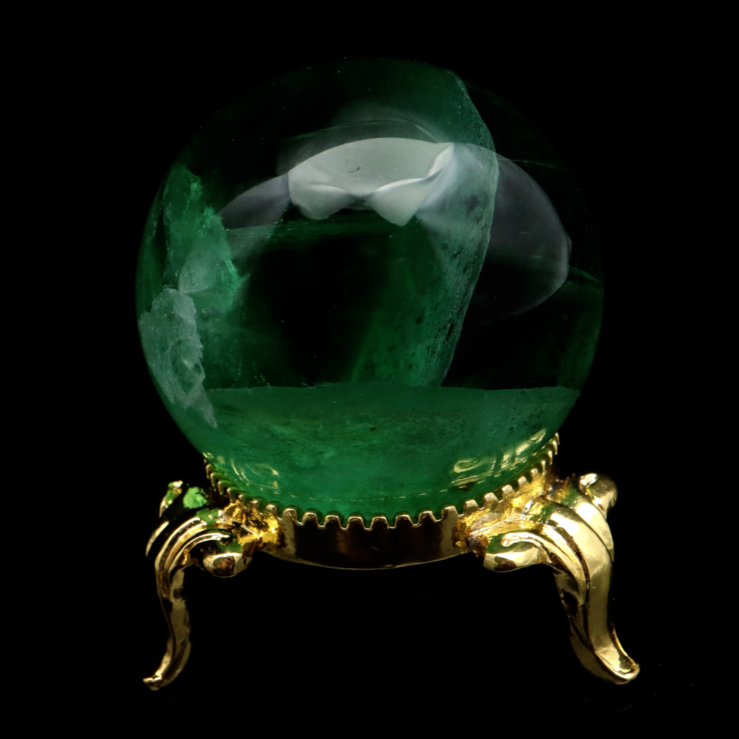 グリーン フローライト AAA 丸玉 直径 スフィア 台座 蛍石 天然石 1点もの パワーストーン Fluorite