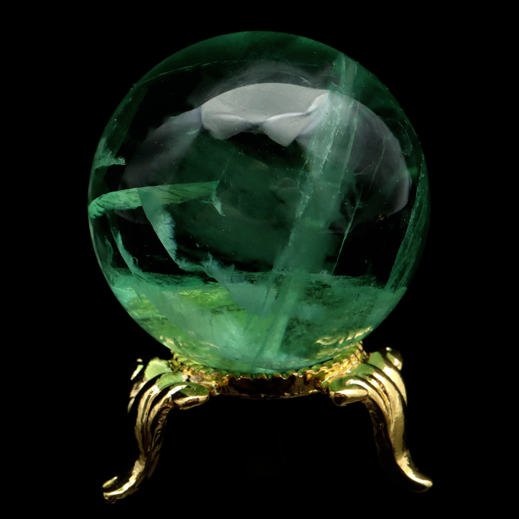 グリーン フローライト AAA 丸玉 直径 スフィア 台座 蛍石 天然石 1点もの パワーストーン Fluorite