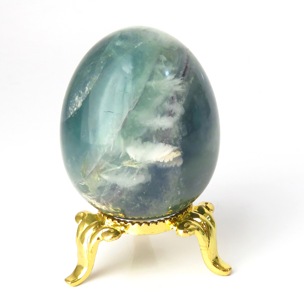 エンジェルフェザー入り フローライト 丸玉 台座付き