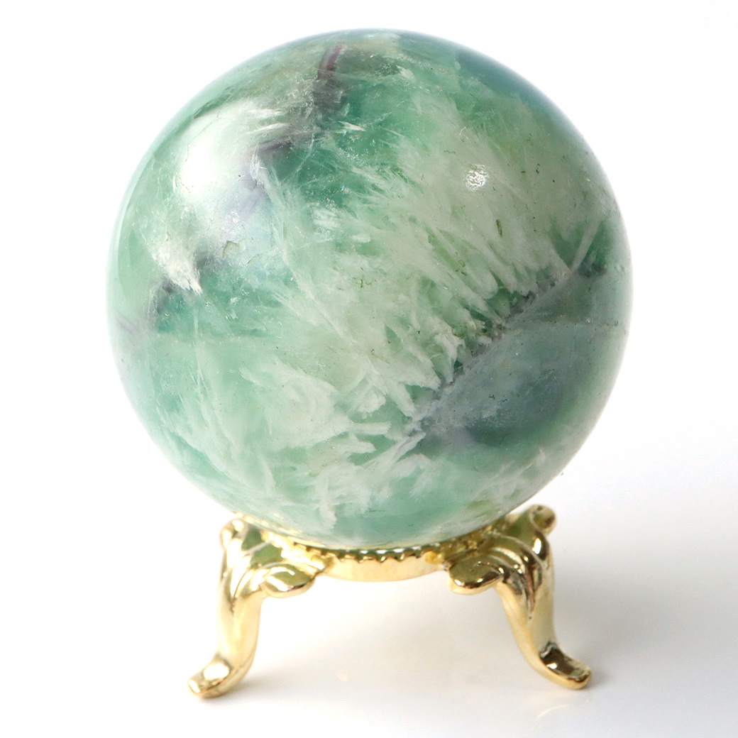 エンジェルフェザー フローライト 丸玉 台座付き 蛍石 天然石