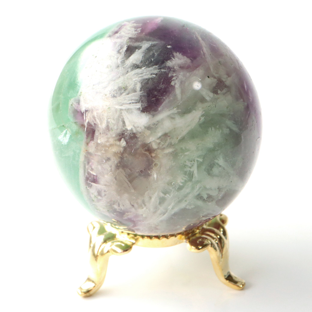 エンジェルフェザー フローライト 丸玉 台座付き 蛍石 天然石