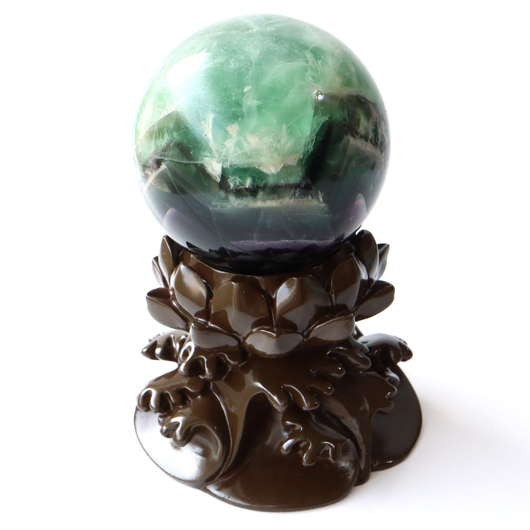 エンジェルフェザー フローライト 丸玉 台座付き 蛍石 天然石