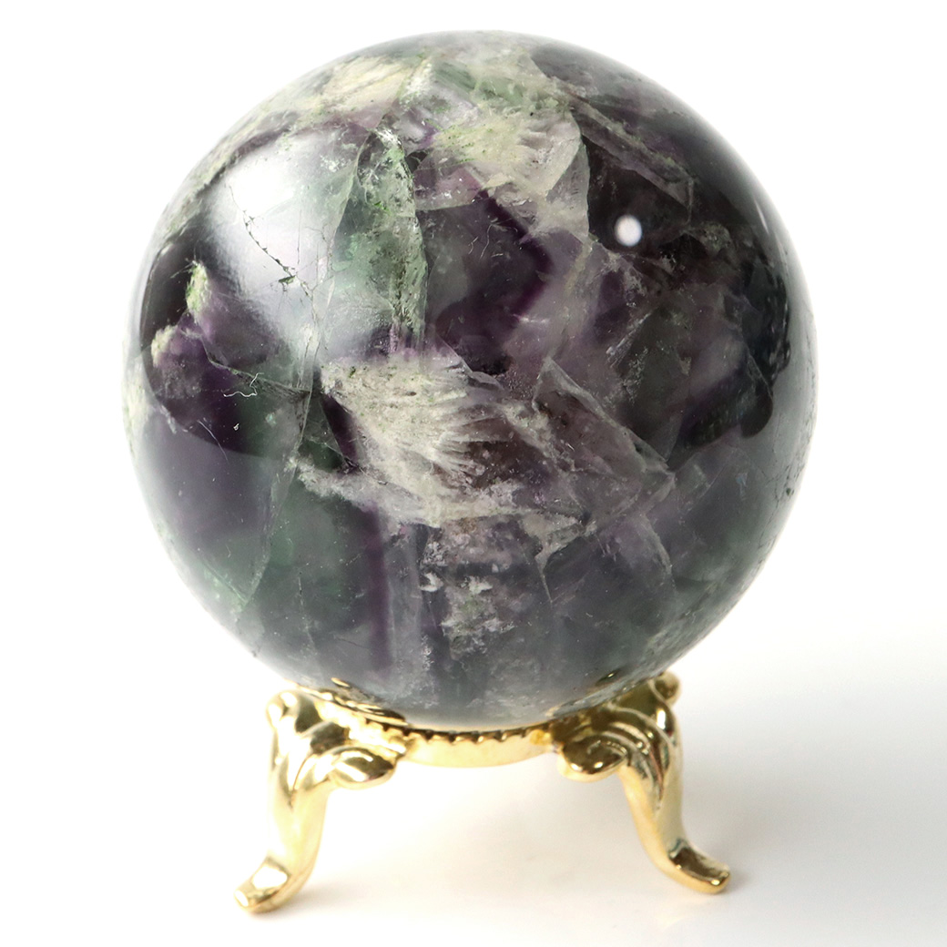 エンジェルフェザー フローライト 丸玉 台座付き 蛍石 天然石