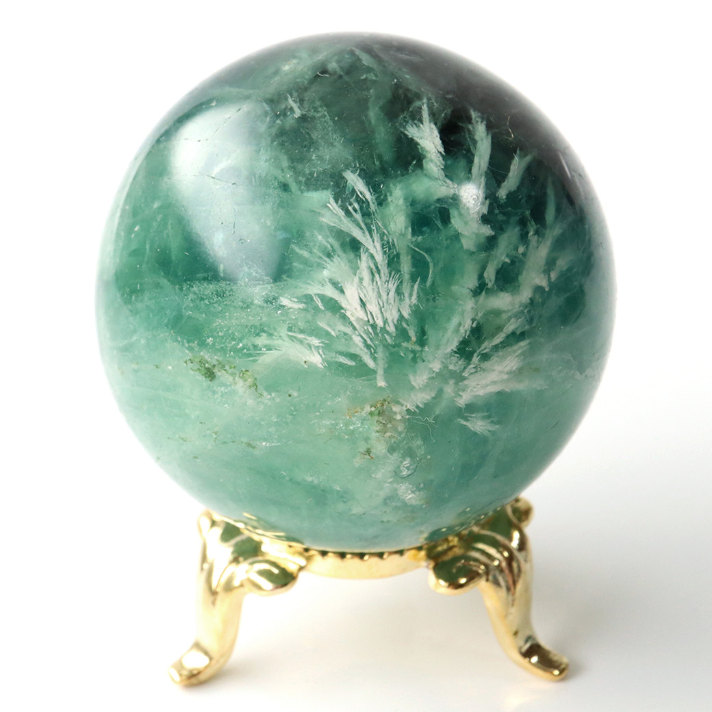 エンジェルフェザー フローライト 丸玉 台座付き 蛍石 天然石