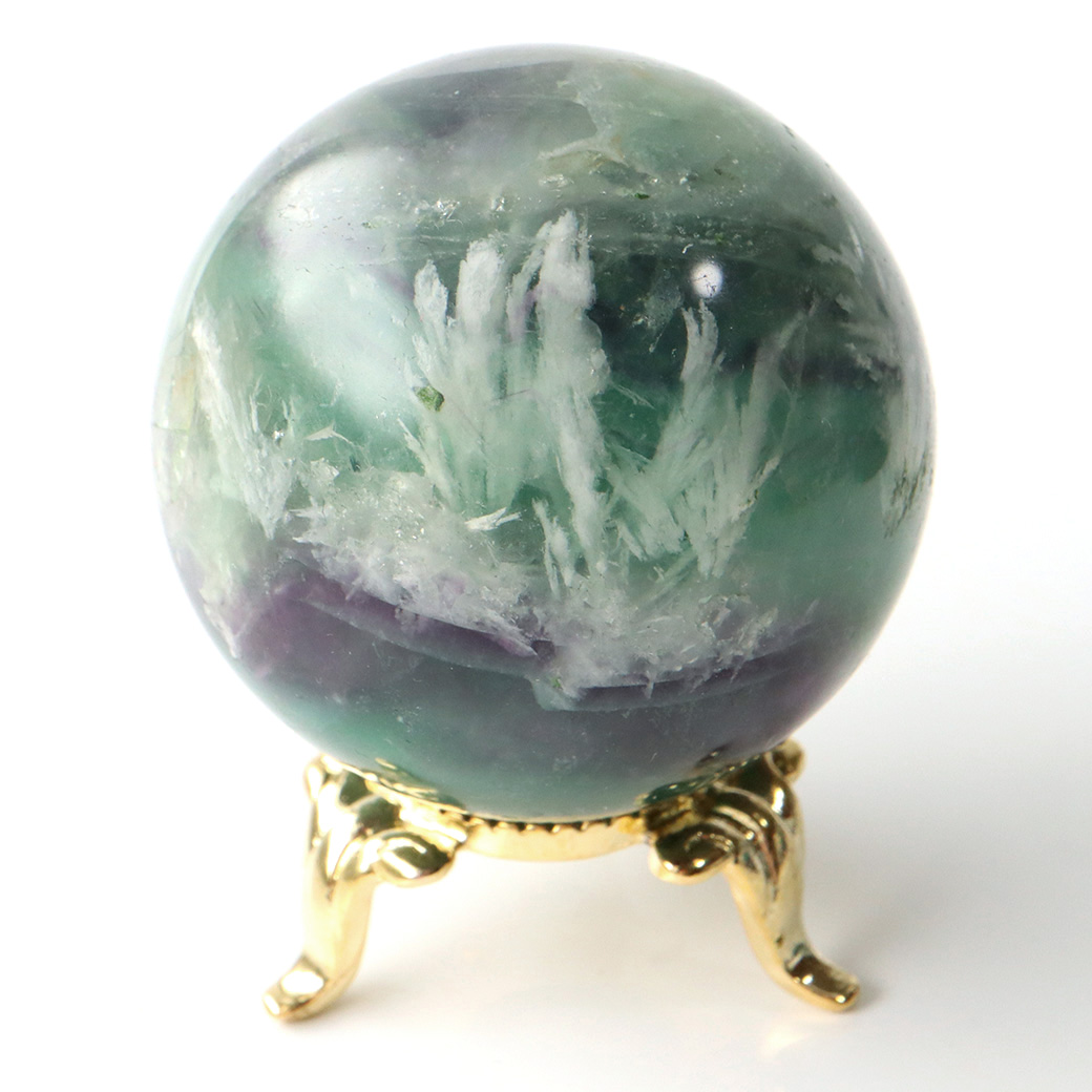 エンジェルフェザー フローライト 丸玉 台座付き 蛍石 天然石