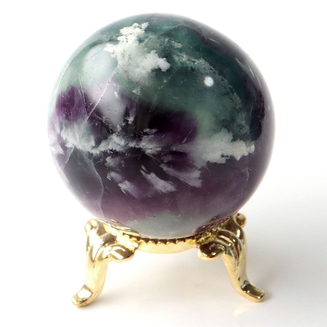 エンジェルフェザー フローライト 丸玉 台座付き 蛍石 天然石