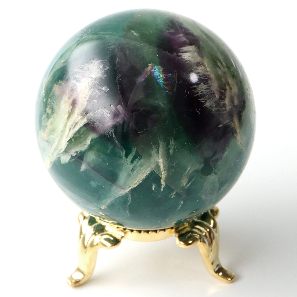 エンジェルフェザー フローライト 丸玉 台座付き 蛍石 天然石