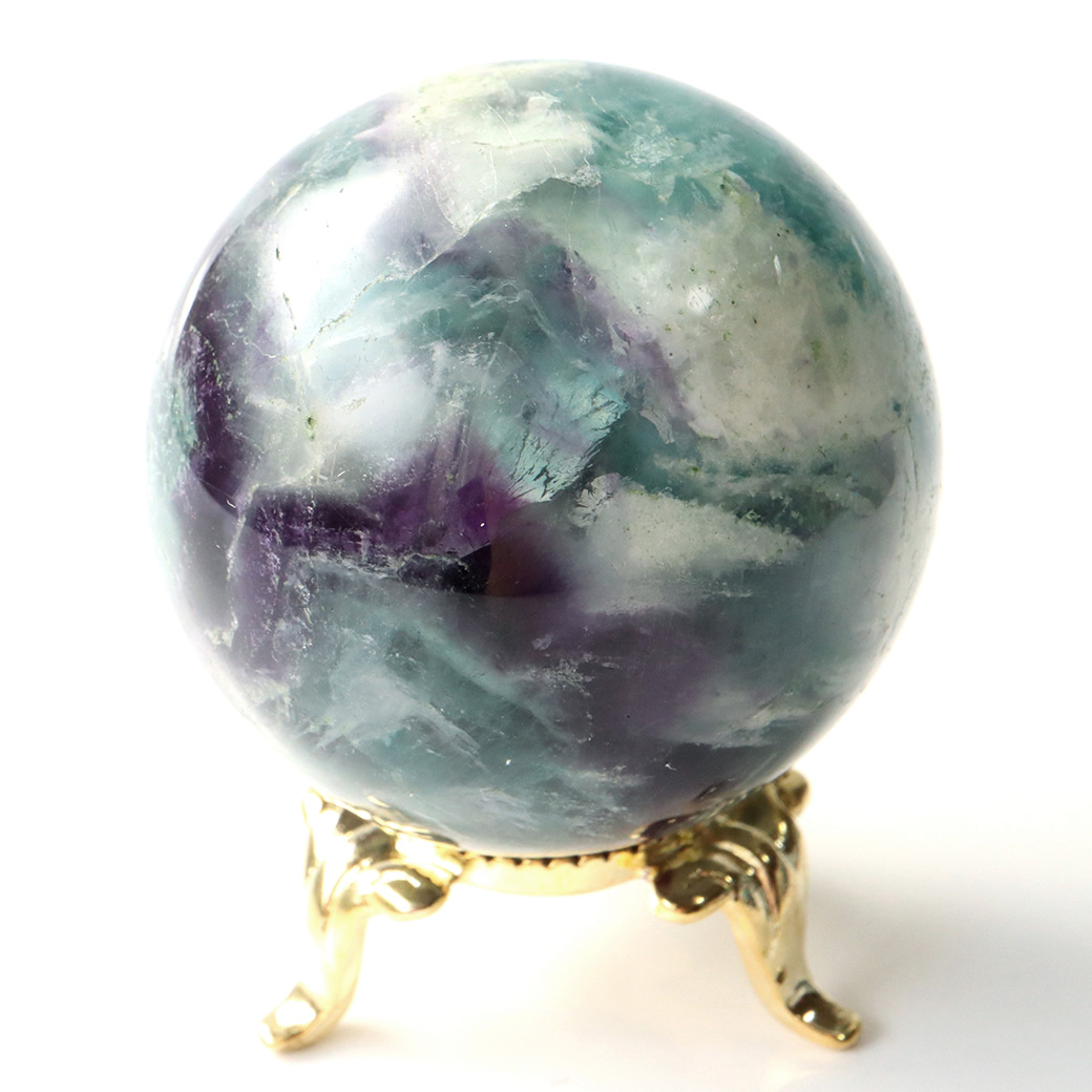 エンジェルフェザー フローライト 丸玉 台座付き 蛍石 天然石