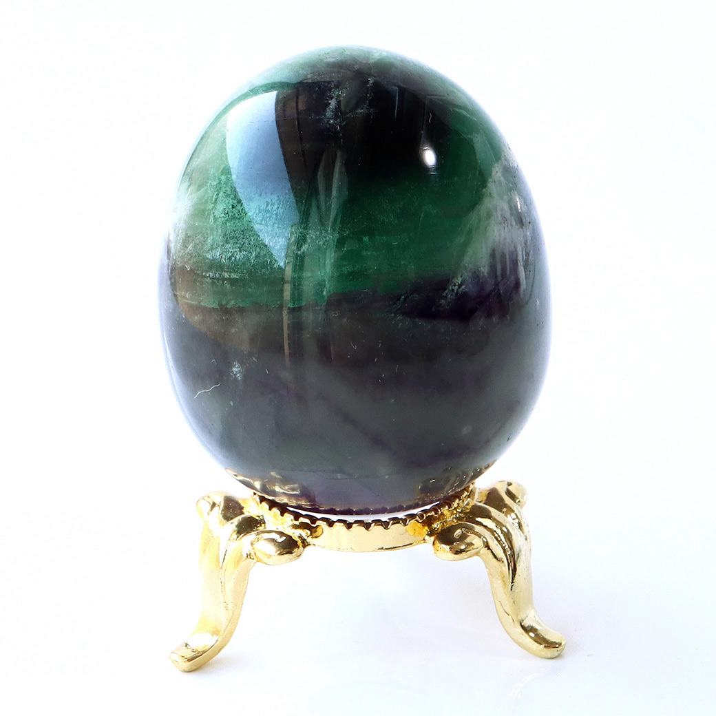 エンジェルフェザー フローライト たまご型 エッグ 台座付き 蛍石 天然石