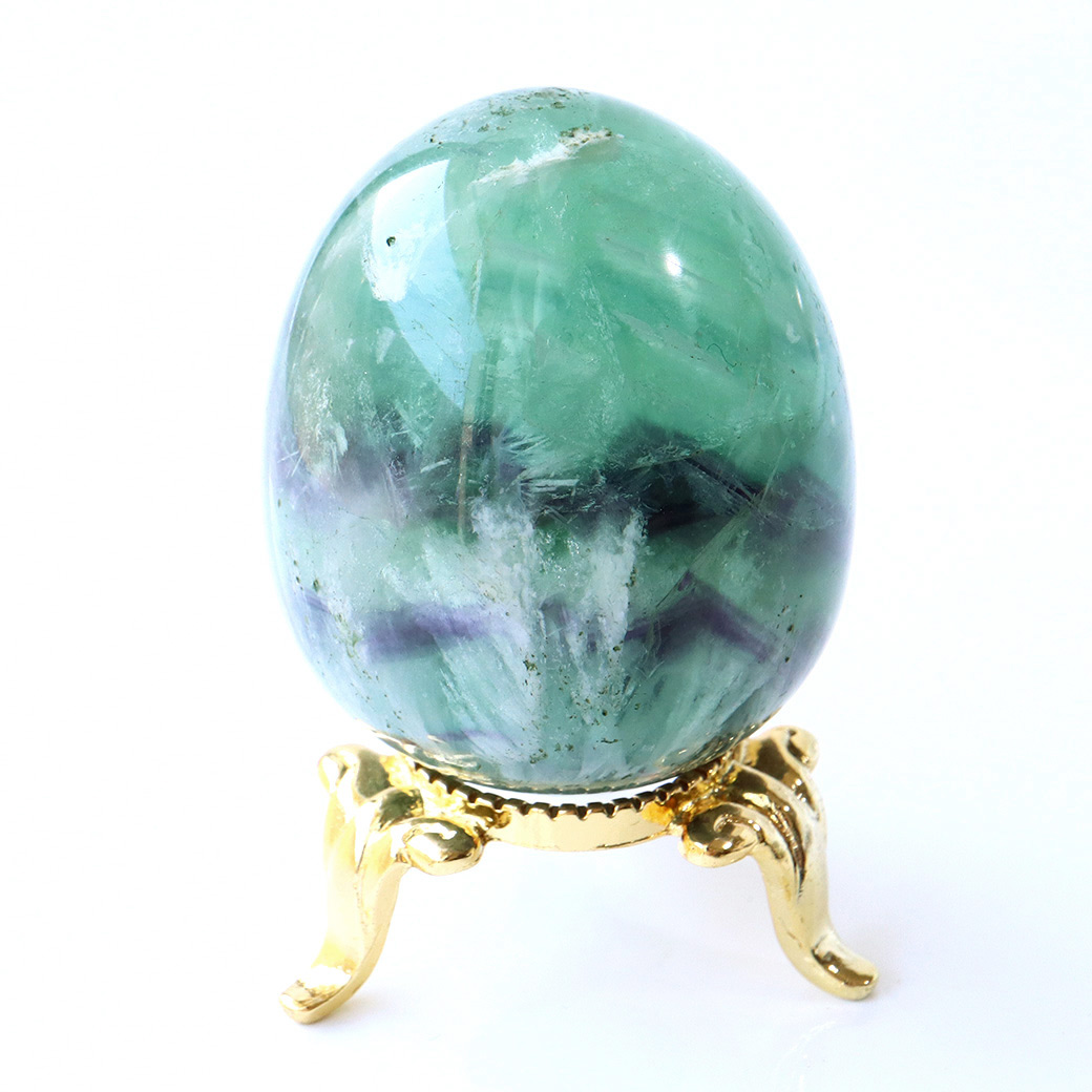エンジェルフェザー フローライト たまご型 エッグ 台座付き 蛍石 天然石
