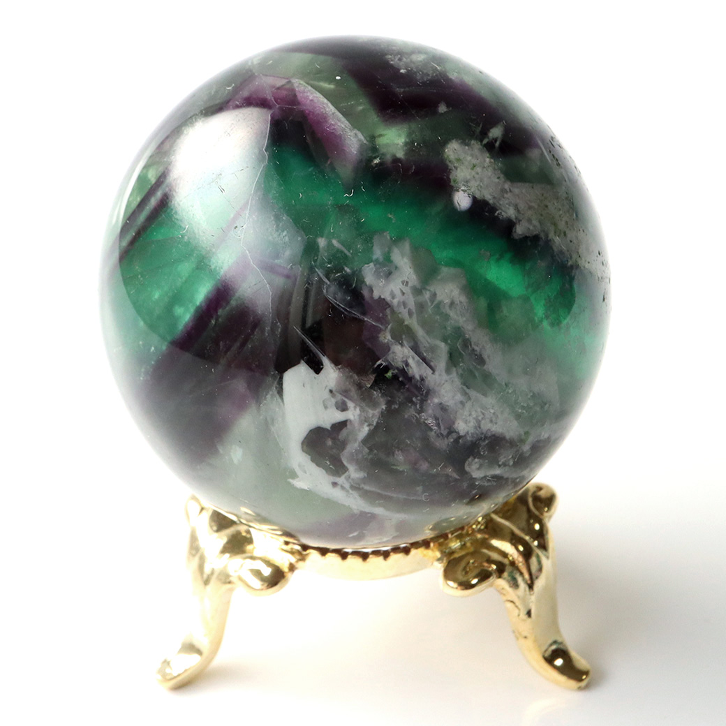 エンジェルフェザー フローライト 丸玉 台座付き 蛍石 天然石