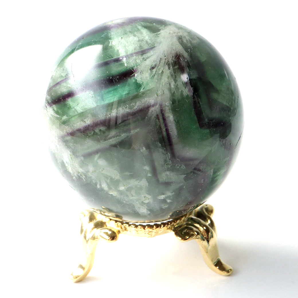 エンジェルフェザー フローライト 丸玉 台座付き 蛍石 天然石