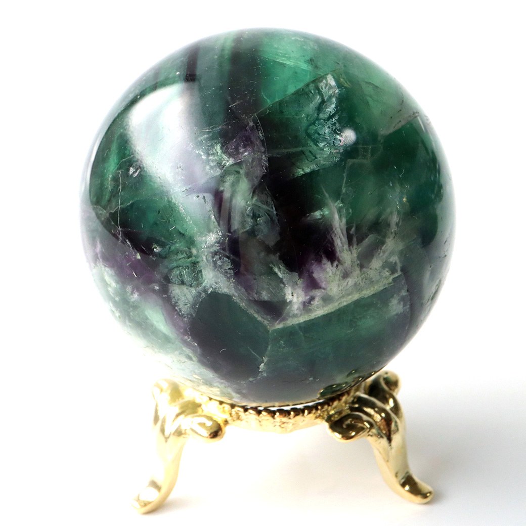 エンジェルフェザー フローライト 丸玉 台座付き 蛍石 天然石