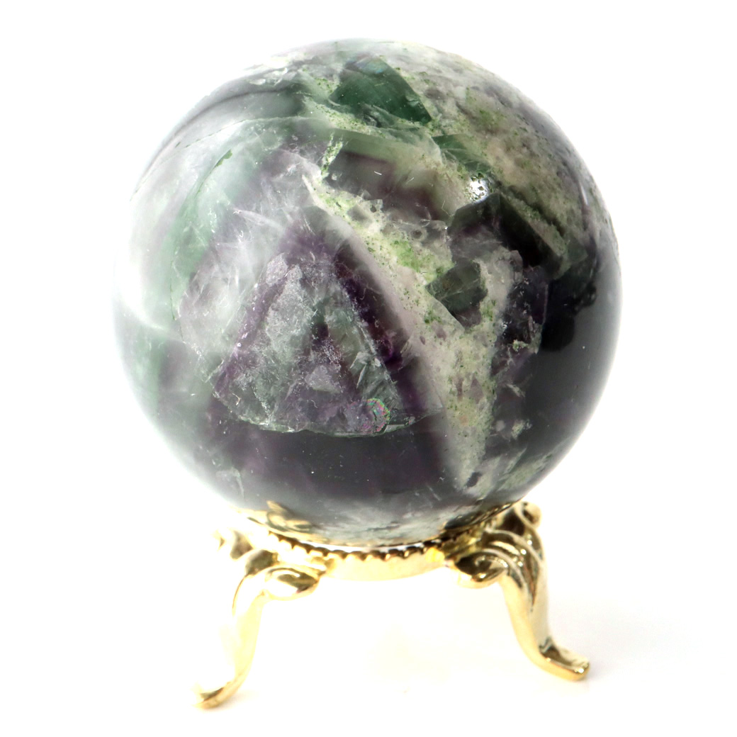 エンジェルフェザー フローライト 丸玉 台座付き 蛍石 天然石