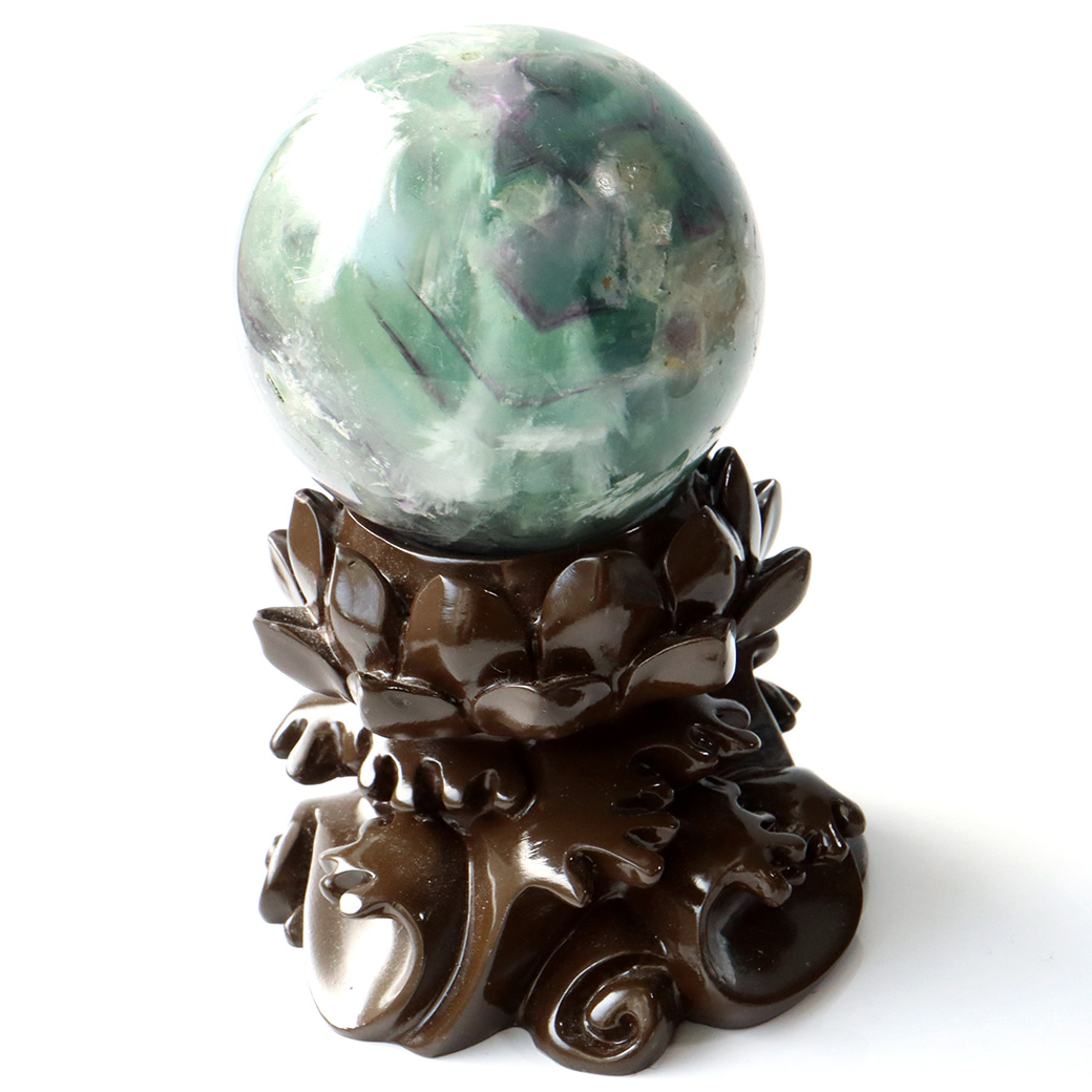 エンジェルフェザー フローライト 丸玉 台座付き 蛍石 天然石