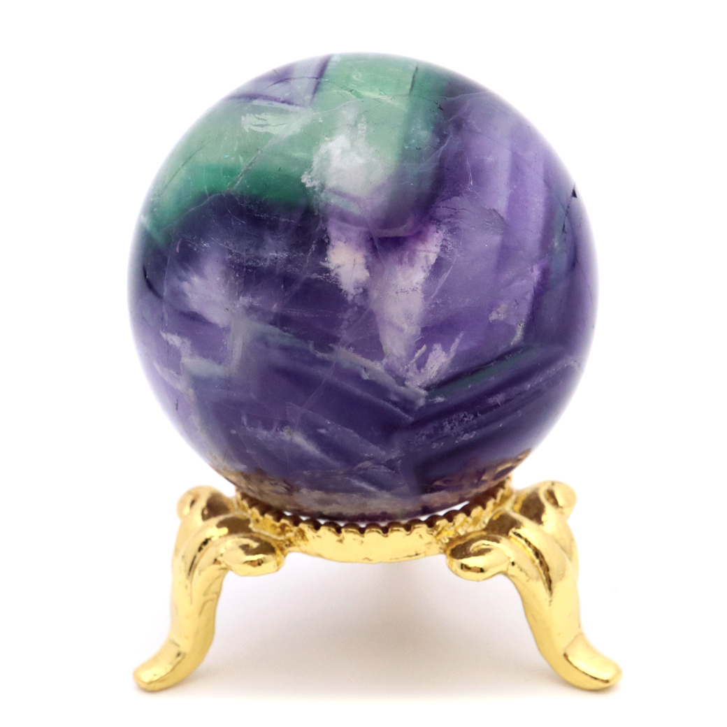 エンジェルフェザー フローライト 丸玉 直径 約35mm 台座付き 蛍石 天然石 1点物