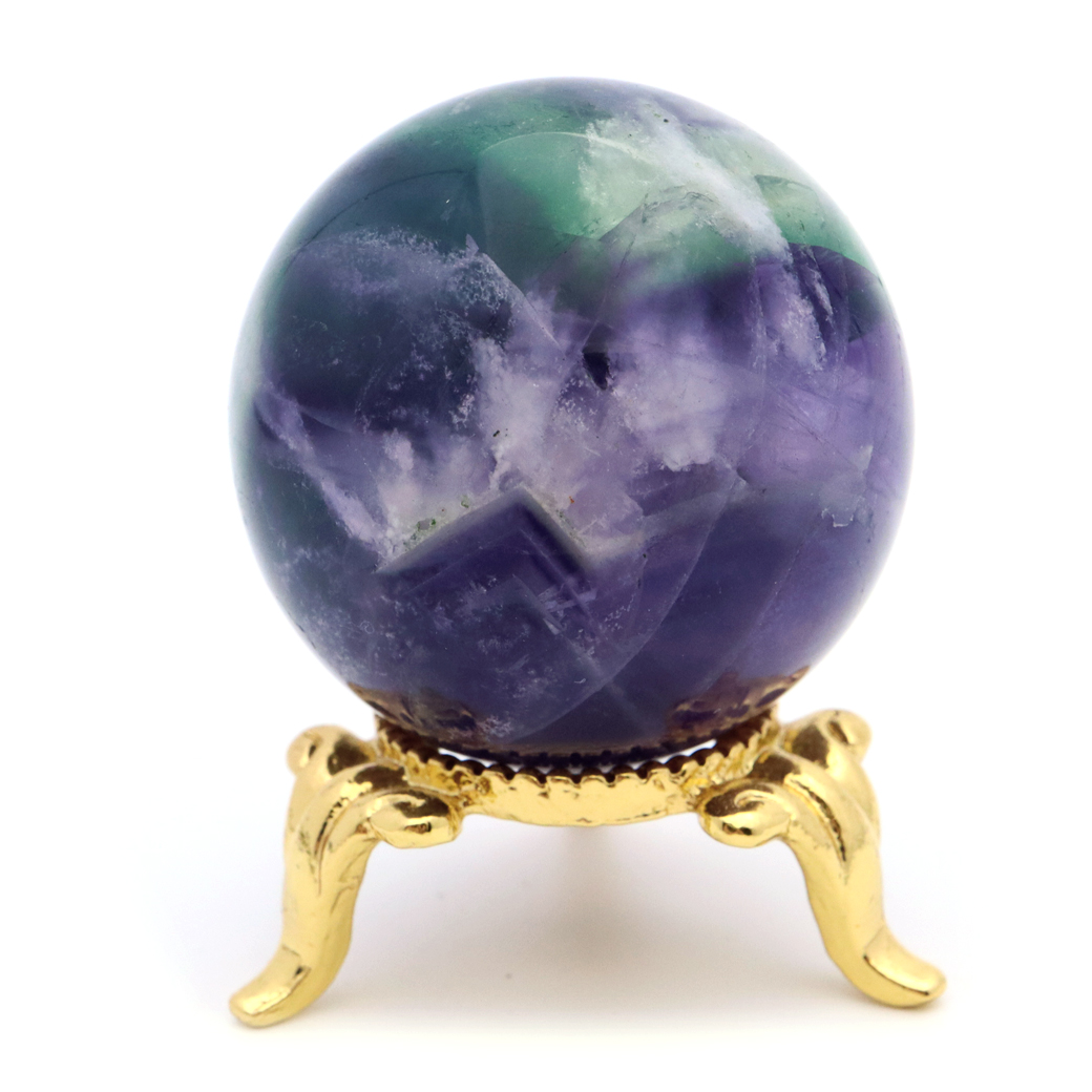 エンジェルフェザー フローライト 丸玉 直径 約35mm 台座付き 蛍石 天然石 1点物