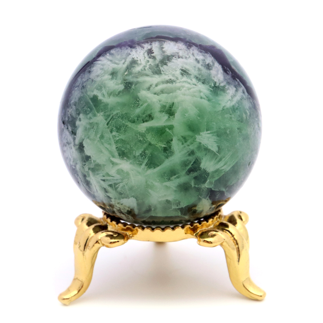 エンジェルフェザー フローライト 丸玉 直径 約35mm 台座付き 蛍石 天然石 1点物