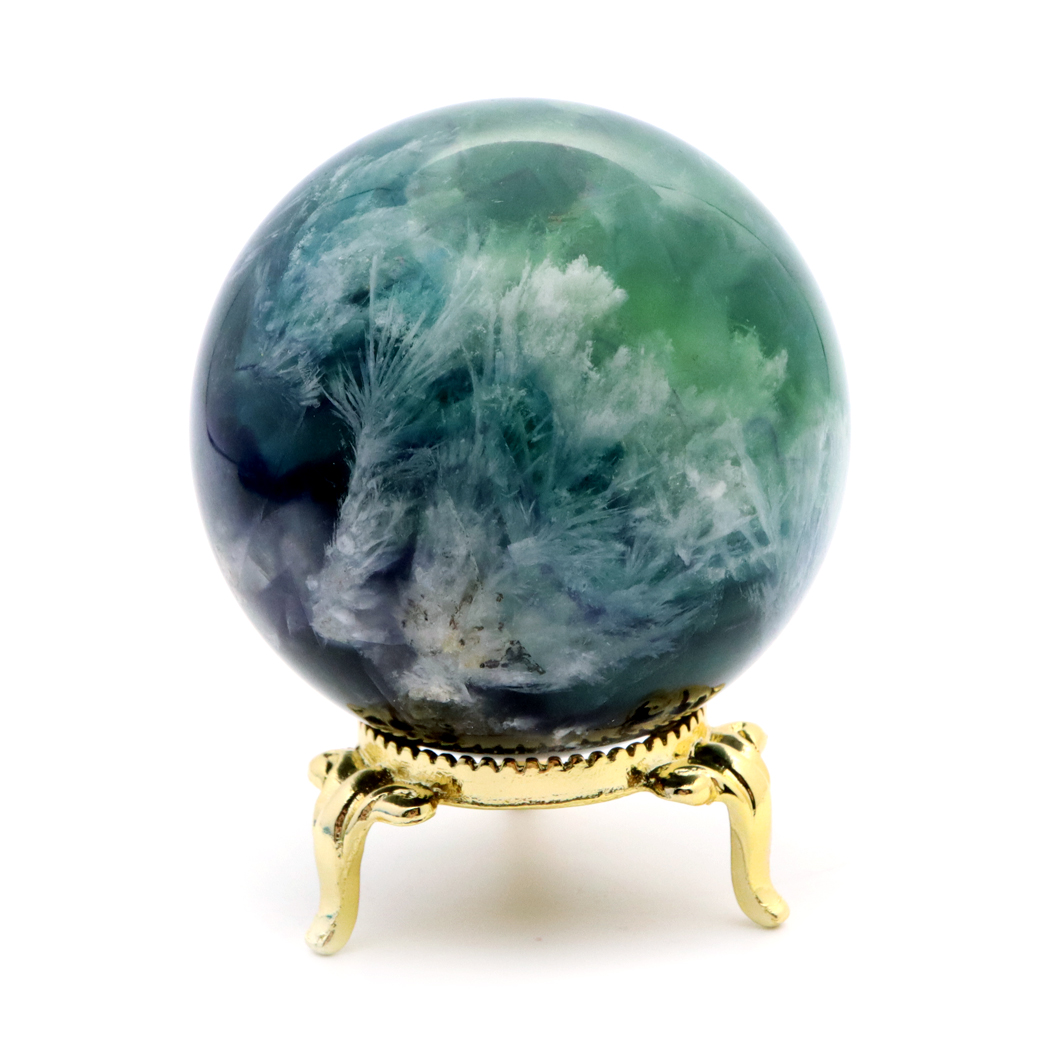 エンジェルフェザー フローライト 丸玉 台座付き 蛍石 天然石 1点物