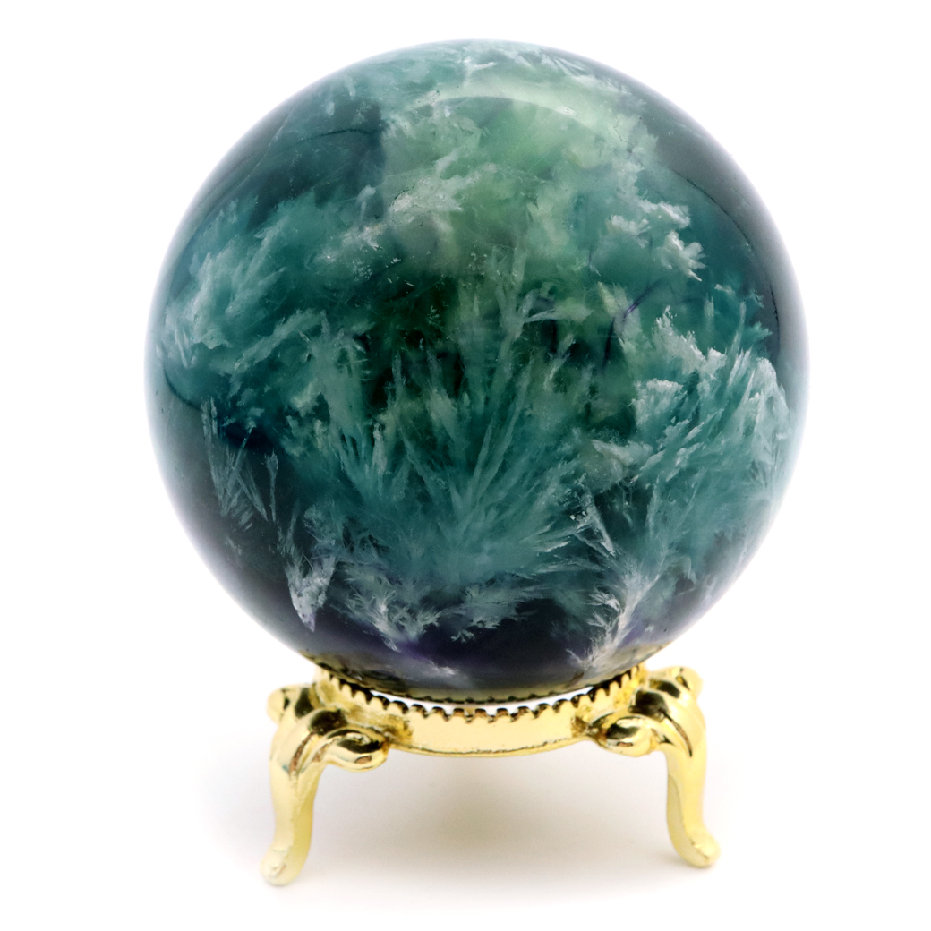 エンジェルフェザー フローライト 丸玉 台座付き 蛍石 天然石 1点物