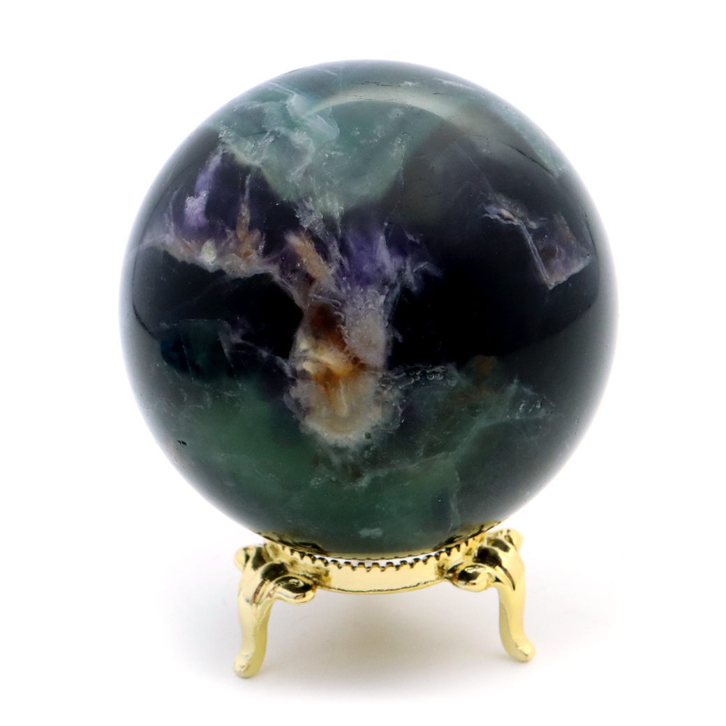 エンジェルフェザー フローライト 丸玉 台座付き 蛍石 天然石 1点物