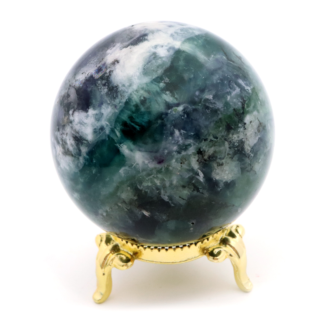 エンジェルフェザー フローライト 丸玉 台座付き 蛍石 天然石 1点物