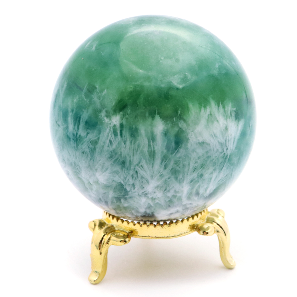 エンジェルフェザー フローライト 丸玉 台座付き 蛍石 天然石 1点物