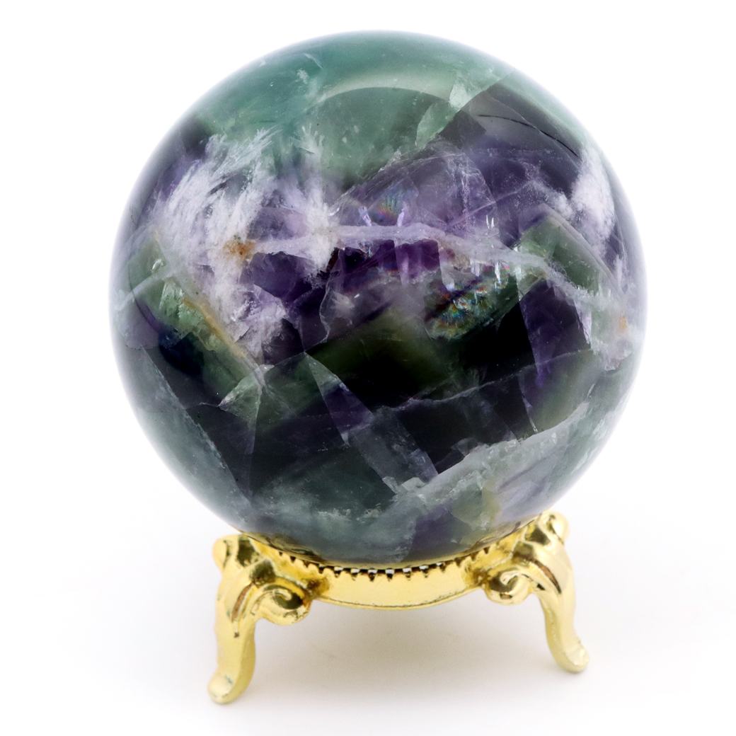 エンジェルフェザー フローライト 丸玉 台座付き 蛍石 天然石 1点物