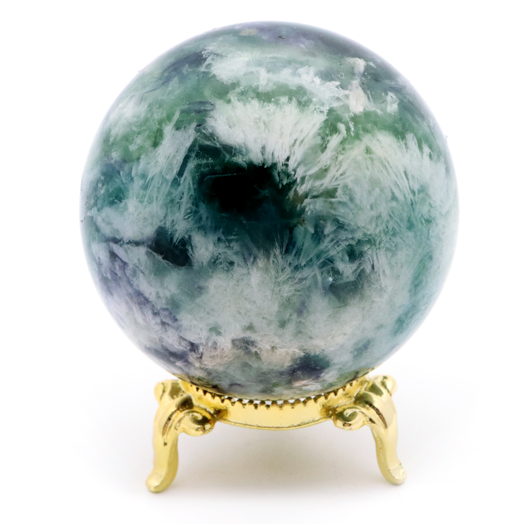 エンジェルフェザー フローライト 丸玉 台座付き 蛍石 天然石 1点物