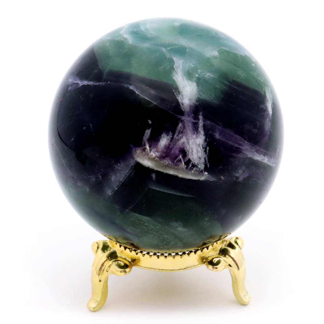 エンジェルフェザー フローライト 丸玉 台座付き 蛍石 天然石 1点物