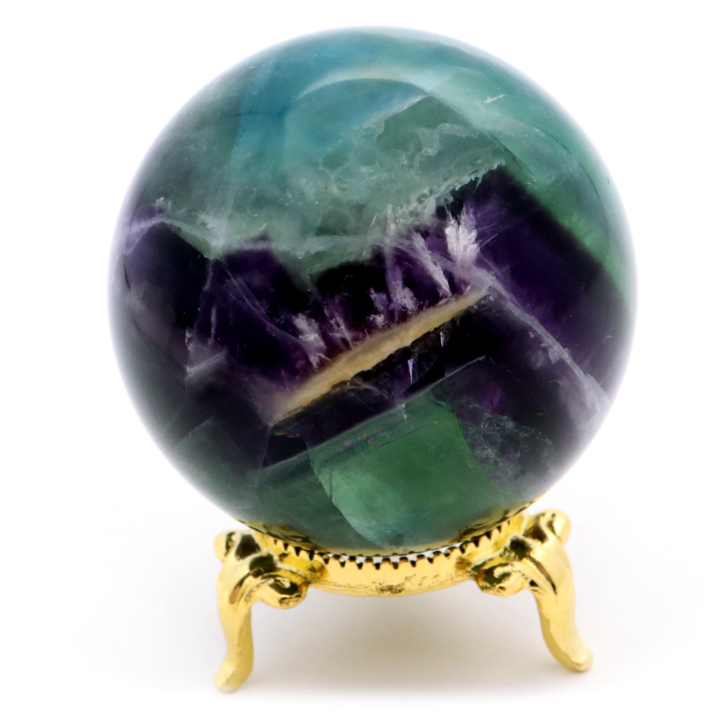 エンジェルフェザー フローライト 丸玉 台座付き 蛍石 天然石 1点物