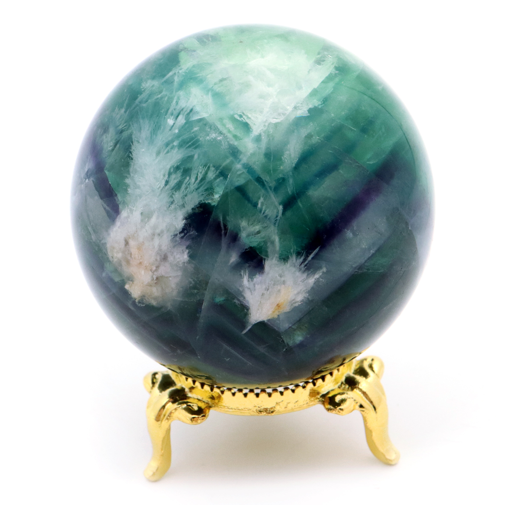 エンジェルフェザー フローライト 丸玉 台座付き 蛍石 天然石 1点物