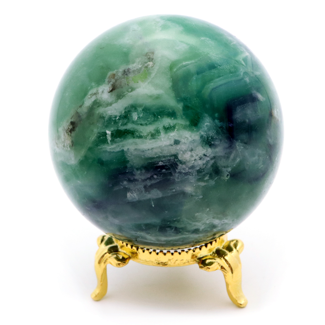 エンジェルフェザー フローライト 丸玉 台座付き 蛍石 天然石 1点物