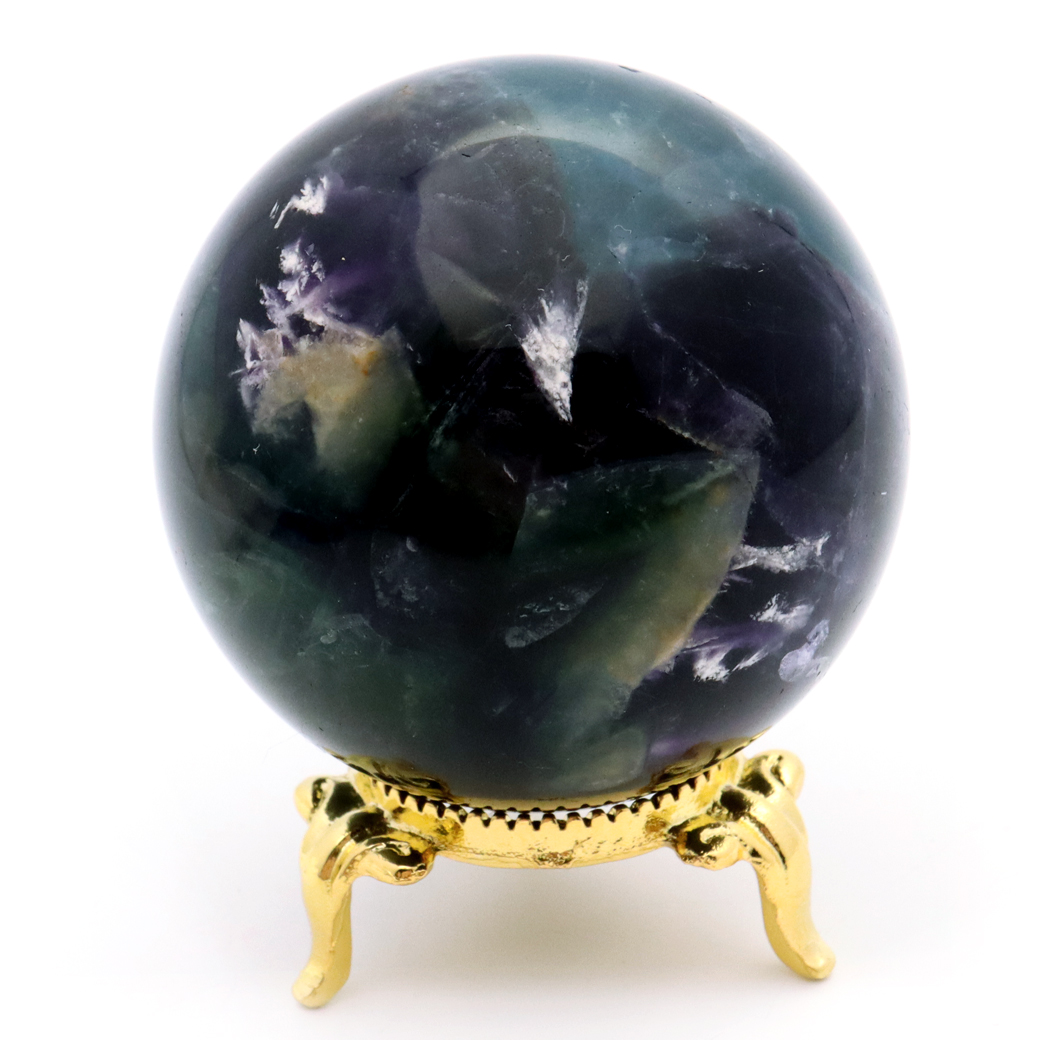 エンジェルフェザー フローライト 丸玉 台座付き 蛍石 天然石 1点物