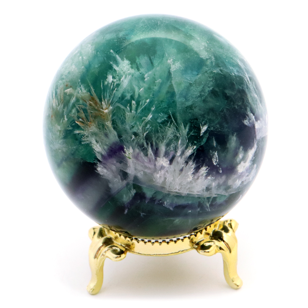 エンジェルフェザー フローライト 丸玉 台座付き 蛍石 天然石 1点物