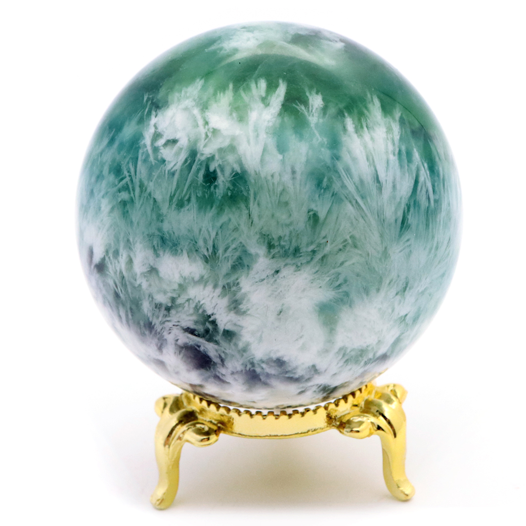 エンジェルフェザー フローライト 丸玉 台座付き 蛍石 天然石 1点物