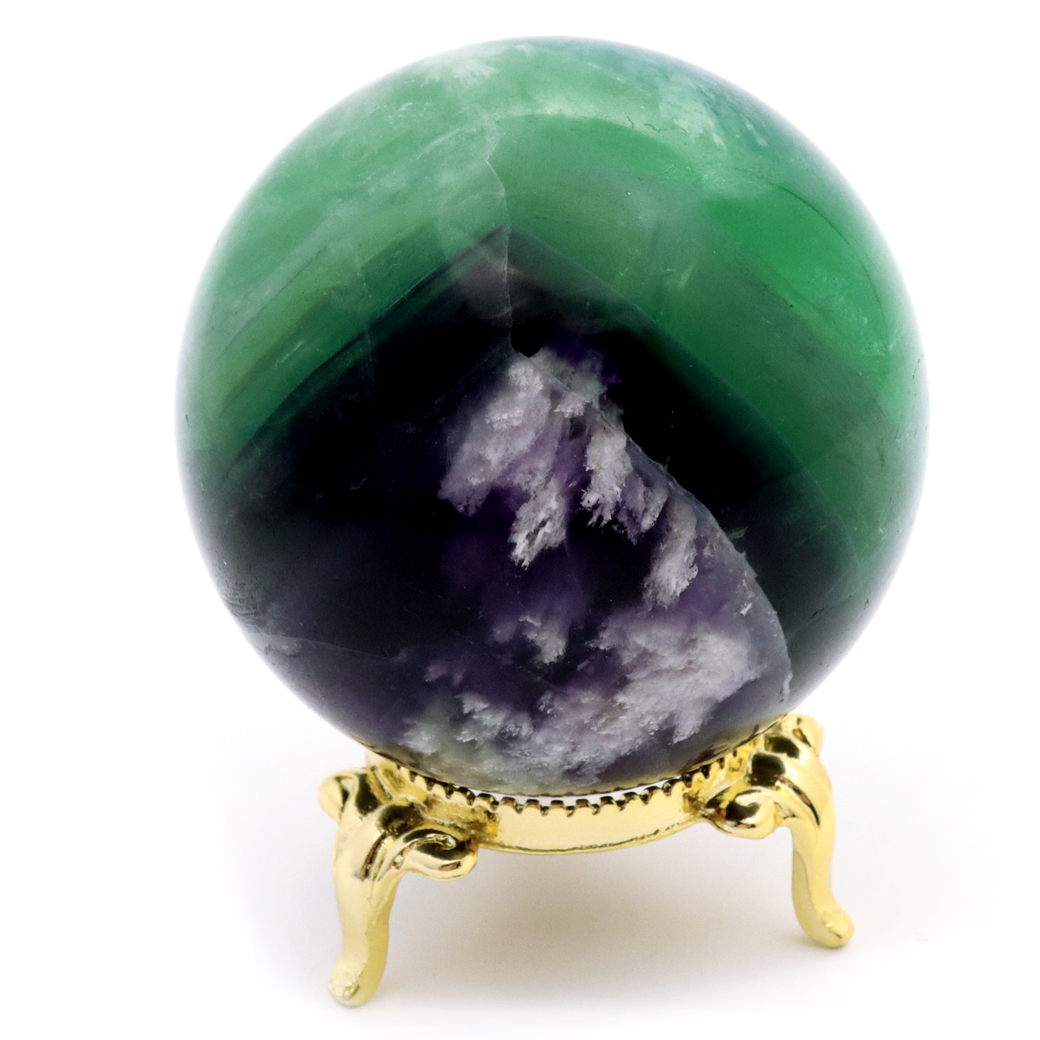 エンジェルフェザー フローライト 丸玉 台座付き 蛍石 天然石 1点物