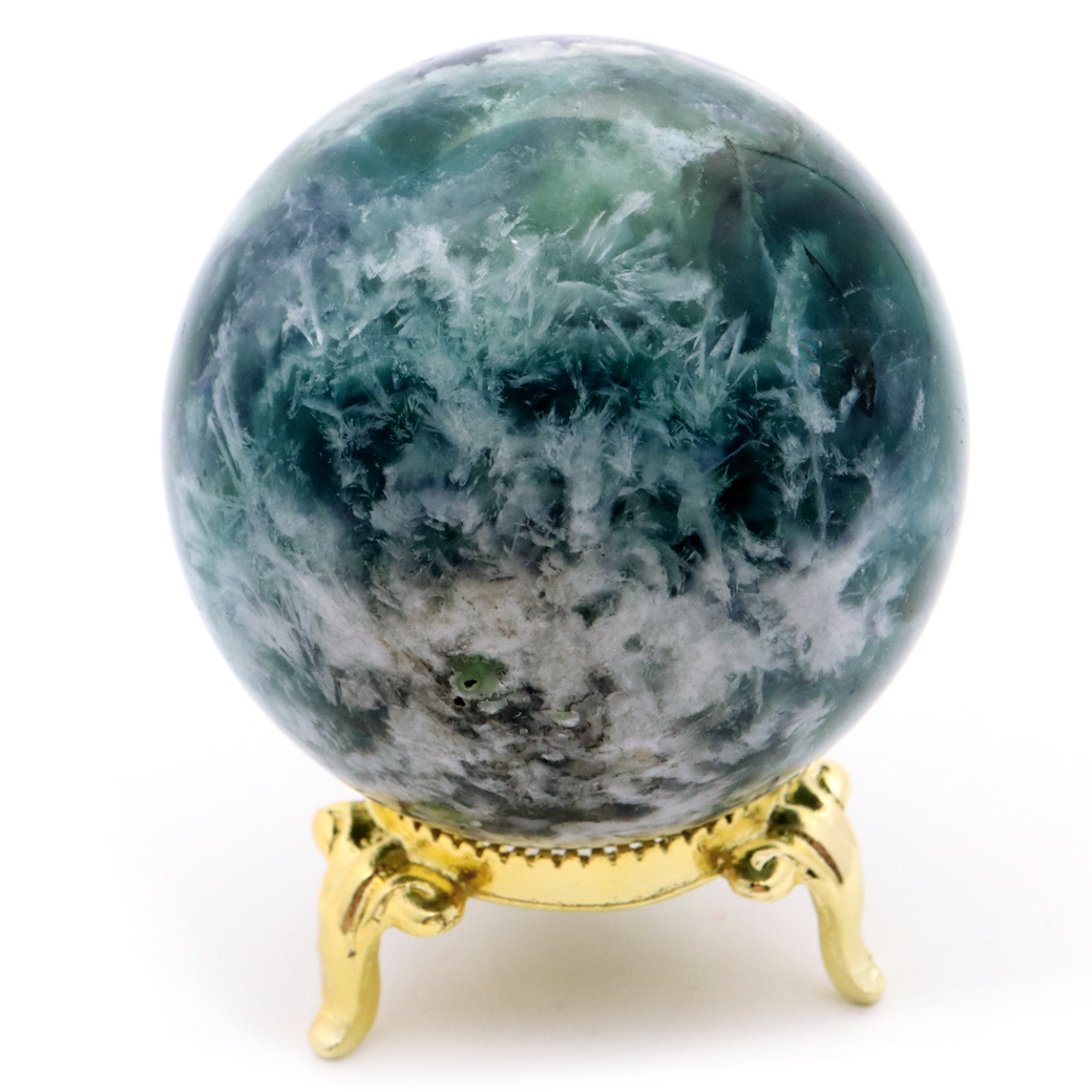 エンジェルフェザー フローライト 丸玉 台座付き 蛍石 天然石 1点物