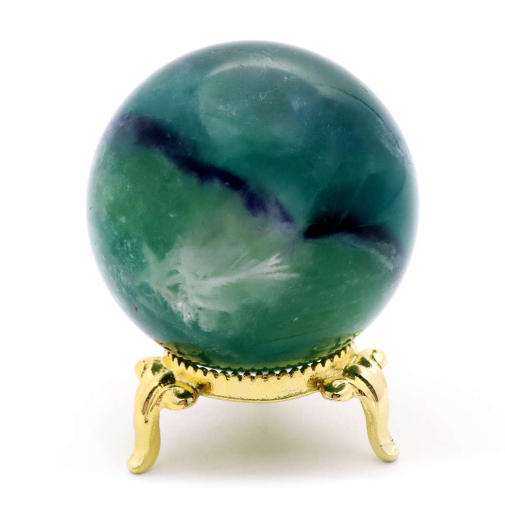 エンジェルフェザー フローライト 丸玉 台座付き 蛍石 天然石 1点物