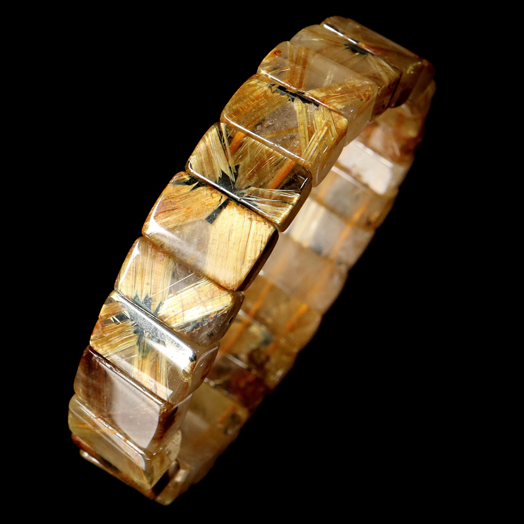 タイチン ルチルクォーツ AAA バングル ブレスレット 太陽ルチル 天然石 1点物 希少 レア