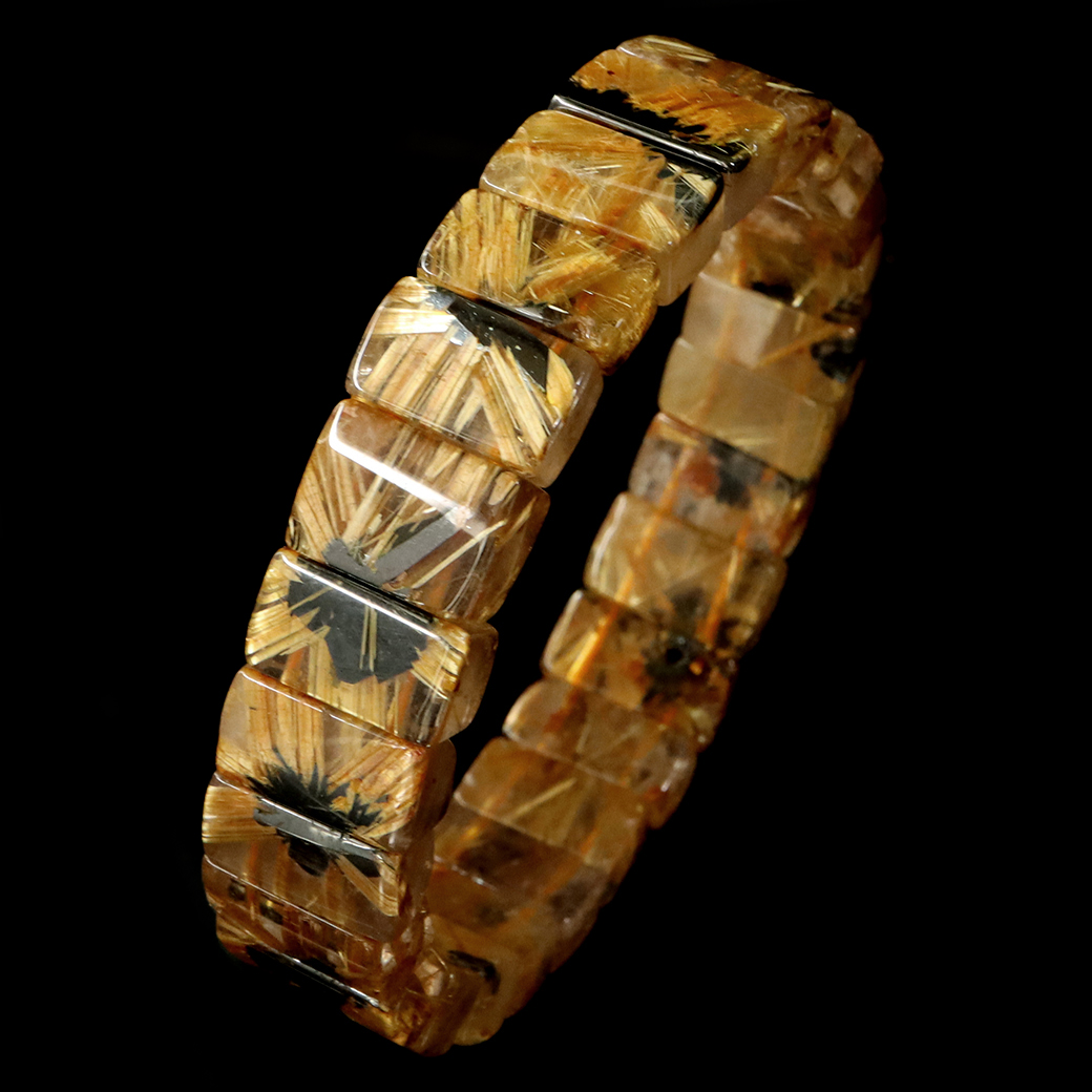 タイチン ルチルクォーツ AAA バングル ブレスレット 太陽ルチル 天然石 1点物 希少 レア