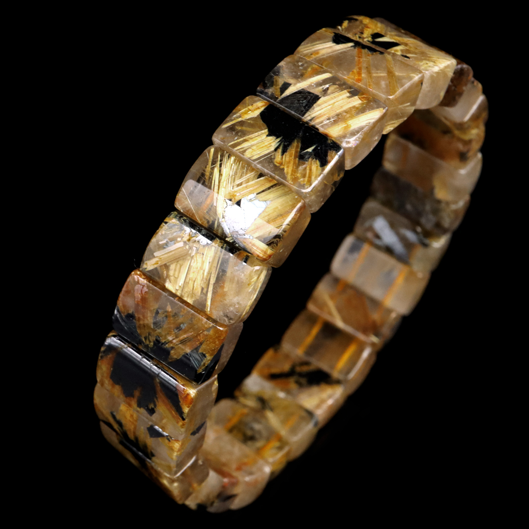 タイチン ルチルクォーツ AAA バングル ブレスレット 太陽ルチル 天然石 1点物 希少 レア