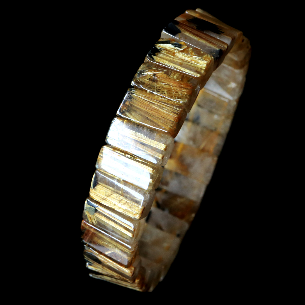 タイチン ルチルクォーツ AAA バングル ブレスレット 太陽ルチル 天然石 1点物 希少 レア