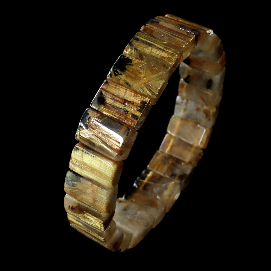 タイチン ルチルクォーツ AAA バングル ブレスレット 太陽ルチル 天然石 1点物 希少 レア