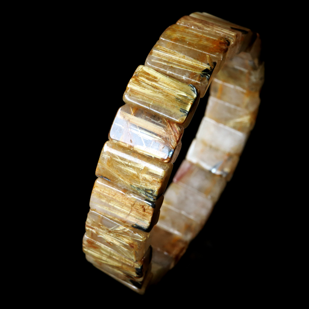 タイチン ルチルクォーツ AAA バングル ブレスレット 太陽ルチル 天然石 1点物 希少 レア