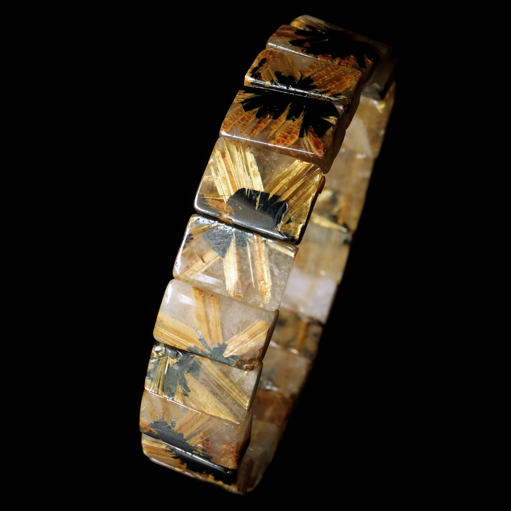 タイチン ルチルクォーツ AAA バングル ブレスレット 太陽ルチル 天然石 パワーストーン 太金針 水晶 金運  1点物 希少 レア