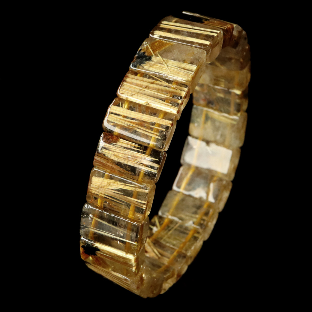 タイチン ルチルクォーツ AAA バングル ブレスレット 太陽ルチル 天然石 パワーストーン 太金針 水晶 金運  1点物 希少 レア