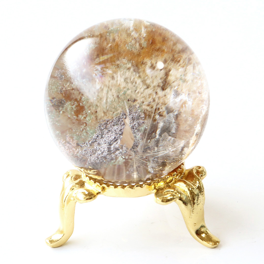 ガーデンクォーツ 庭園水晶 丸玉 台座付き 1点もの