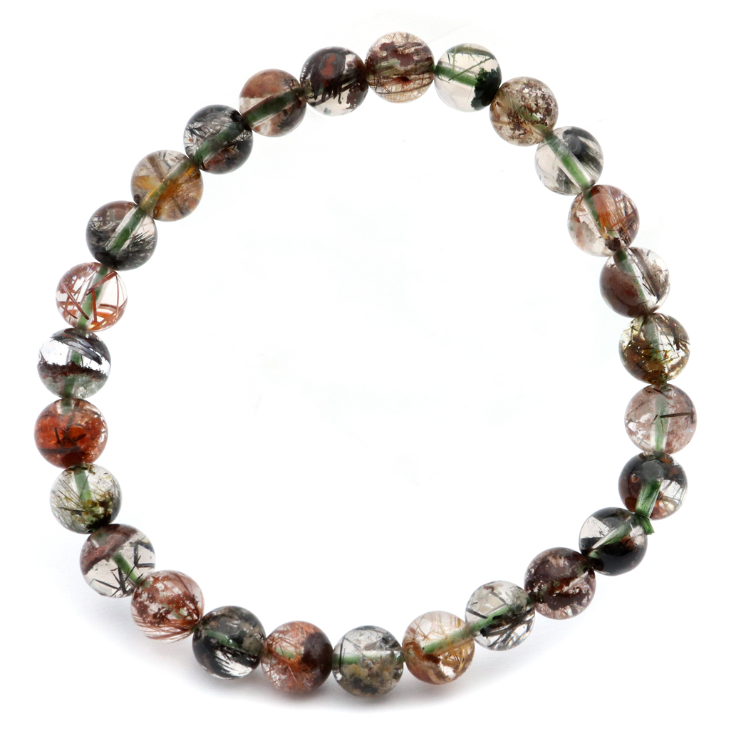 ガーデンルチルクォーツ ブレスレット 庭園水晶 針入り 1点もの パワーストーン 天然石 苔入り水晶 浄化 プレゼント 贈り物